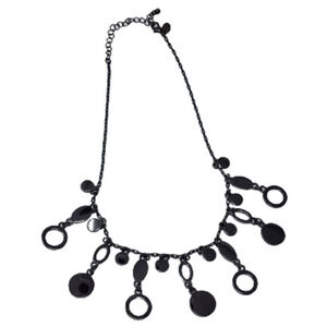 Lia Sophia "Shine" Hematite Necklace - Gunmetal Black Bib Style Necklace (19")